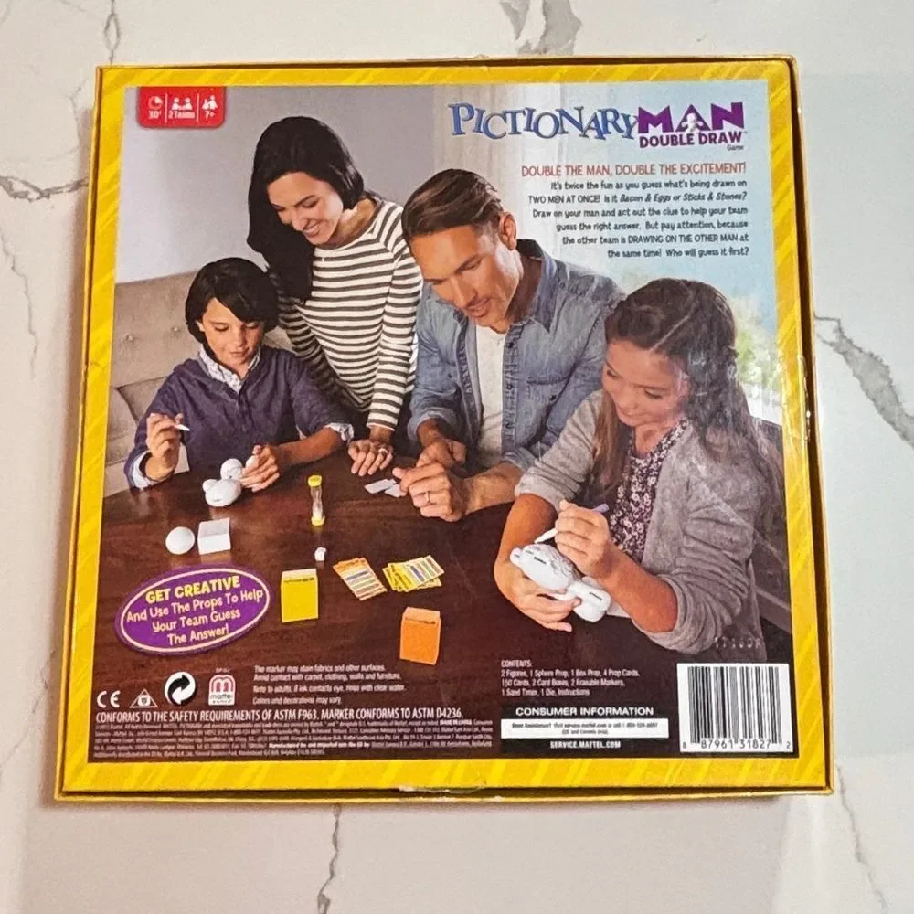 Mattel Pictionary Man Double Draw Age 7+ Pictionary Pairs Board Game Family